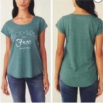 Lucky Brand T-Shirt Women&#39;s Small Green Lucky and Love Graphic Tee - £15.32 GBP