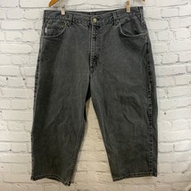 VTG Carhartt Black Denim Cropped Jeans Mens Sz 40 X 22 Distressed - $24.74