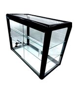 Elegant Black Aluminum Display Table Top Tempered Glass Show Case. Slidi... - $159.00+