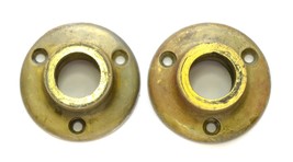 Pair Solid Brass Handle Door Backplates Round 2&quot; diam. Vintage Mid-Century - £16.76 GBP