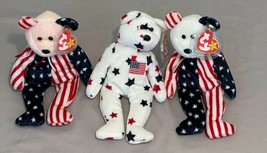 TY Beanie Baby Rare Retired Spangle and Glory Lot Set Pink and White Faces - $74.99