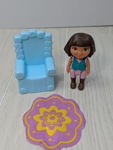Fisher-Price Dora Dollhouse Doll Figure Blue Castle Chair Purple Rug - $12.86