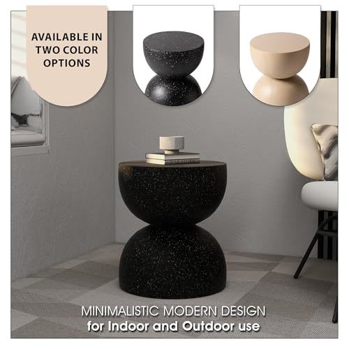 LeisureMod Minimalist Side Table Fiberstone Round Hourglass Accent End Table Sto Item image 14