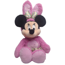 Disney Store Minnie Mouse Plush Pink Easter Bunny Outfit Rabbit Ears Plaid Toy - $15.08