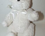 Bearington cream plush teddy bear satin bow jointed small soft - $8.87