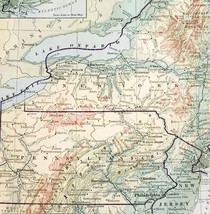 1916 Map Middle Atlantic States Physical Political New York Pennsylvania... - $19.99