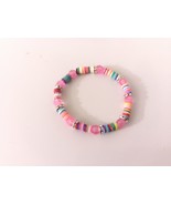 Pink Glass and multi-colored Clay beaded Bracelet handmade for her any o... - $120.96 MXN