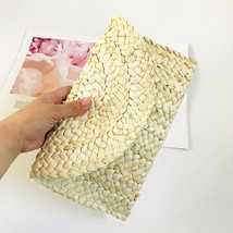 New corn woven bag clutch bag women&#39;s large-capacity clip bag hand-woven bag mob - £28.85 GBP
