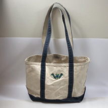 Vintage LL Bean Blueberries Canvas Boat Tote Bag Double Strap USA Made 13x10x6 - £77.89 GBP