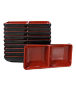 Pack Of 10 Red And Black Melamine Dipping Sauce Or Condiment 2 Partition... - $47.83 CAD