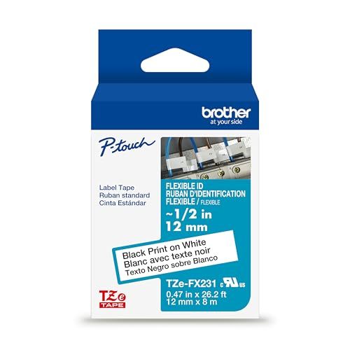 Brother Genuine P-Touch TZe, Black Print on White, Flexible ID Laminated Label T Item image 2