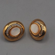 Vintage Mid Century Gold Tone &amp; Enamel Earrings 1950&#39;s 1960&#39;s - £19.14 GBP