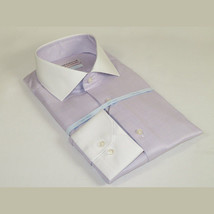 Mens 100% Italian Cotton Shirt High Quality Non Iron SORRENTO Turkey 4443 Lilac image 7