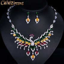 Luxury Multicolored Cubic Zirconia Big Peacock Choker Necklace Wedding Jewellery - $74.19