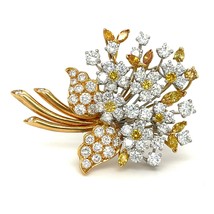 Oscar Heyman Platinum Und 18k Weiß und Gelb Diamant Gänseblümchen Struß ... - $27,247.27