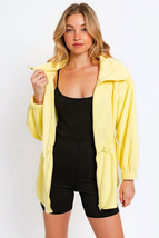 Tasha Apparel Zip Up Waist Drawstring Soft Fleece Jacket - £22.91 GBP
