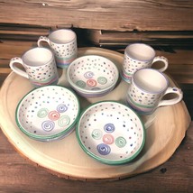 Mesa International Pottery “Chenille” Set 3/Bowls &amp; 4/Mugs Marked Stoneware - $28.04