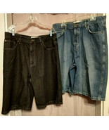 2 Pair Foot Locker Denim Jeans Shorts Black Blue Size 36, Inseam 11.5&quot; - £19.52 GBP