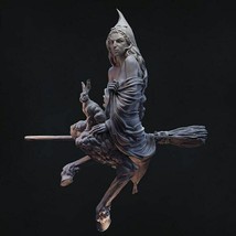 1/24 Resin Model Kit Beautiful Girl Woman Witch on a Broomstick Unpainted - £12.46 GBP