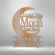 Personalized Moon and Back Monogram Steel Sign Steel Art Wall Metal Decor - £41.60 GBP+