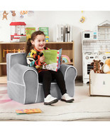 Upholstered Kids Sofa with Velvet Fabric and High-Quality Sponge-Gray - ... - £120.05 GBP