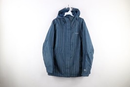 Vintage Columbia Womens XL Distressed Spell Out Striped Hooded Rain Parka Jacket - £38.88 GBP