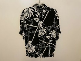 Tori Richard Men&#39;s Sz L Button Down Aloha Hawaiian Shirt  Bamboo Print black - £38.22 GBP