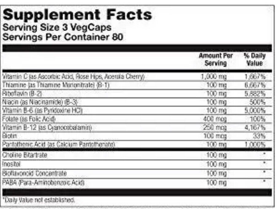 Value Size Solaray Mega Vitamin B-Stress Timed-Release B Complex For ...