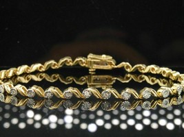 Women&#39;s 14K Yellow Gold Over 4.31Ct Diamond Pave Link Fanook Bracelet For Gift - £133.83 GBP
