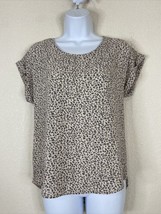Pink Rose Womens Size S Animal Print Scoop Neck Blouse Rolled Short Sleeve - £4.95 GBP