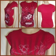 DISNEY Mickey Mouse Womens&#39;  T Shirt - Red, Small - $8.99