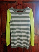 Mudd sweater long sleeve size M Medium striped yellow gray white soft long - £9.47 GBP