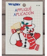 Wrights Christmas Frosty the Snowman Iron On Sew On Patch Red White Holl... - £2.22 GBP