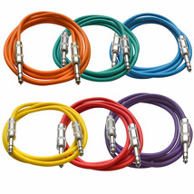 SEISMIC AUDIO 6 PACK Colored 1/4&quot; TRS 6&#39; Patch Cables - £60.74 GBP