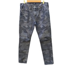 True Religion Gray Camo Rocco Relaxed Skinny Moto Jeans Euc Size 33 Waist 38 - £50.32 GBP