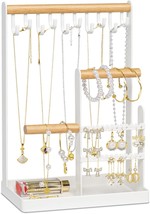 Jewelry Holder Organizer with Earring Tray and 10 Hooks 4 Tier Necklace ... - £42.53 GBP