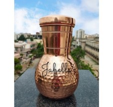 Pure Copper Smooth, Half-Hammered Matka Style Lacquer Coated Bedroom Bottle With - £45.68 GBP