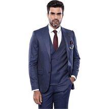 Men 3pc European Vested Suit WESSI by J.VALINTIN Extra Slim Fit JV20 Nav... - $104.99