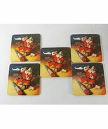 5 VINTAGE COCA COLA CORK COASTERS CHRISTMAS SANTA CLAUS PLAYING WITH TRAIN - $4.74 CAD