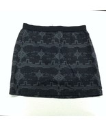 American Eagle Patterned Mini Skirt Women&#39;s Size 6 Black Cotton Back Zip - $7.92