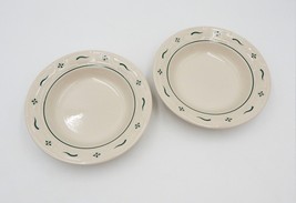 Longaberger Pottery Woven Traditions 8 Inch Rim Soup Bowl Heritage Green 2 PC - $24.99