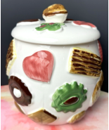 1950s Potteries Cookie Jar Cookies All Over Walnut Lid Cream Vintage - $118.79