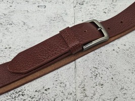 Handmade Waistband Brown Genuine Leather Unisex Belt Pin Buckle Size 44 inches - £30.50 GBP