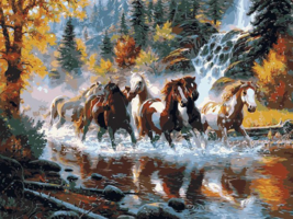 Running Horses in River Paint By Numbers Kit - £18.37 GBP
