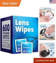 Travel-Ready Lens Wipes - 600 Scratch-Free Cleaning Wipes for Glasses &amp; ... - $39.00
