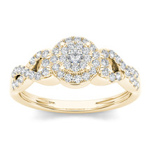 10K Yellow Gold 2/5ct TDW Diamond Cluster Halo Engagement Ring - £351.70 GBP