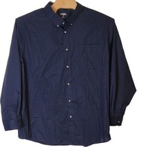 King Size Button Down Long Sleeve Dress Shirt Navy Blue Size 4XL Big - $29.10