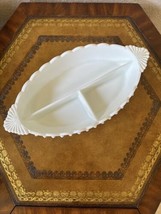 VINTAGE HOBNAIL WHITE MILK GLASS 3 PART RELISH TRAY SERVER - $26.53