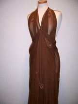 Designer Fabric Sheer Silk Georgette Cocoa Beaded Paisley Motif - £159.67 GBP