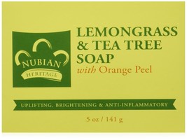 Nubian Heritage Lemongrass &amp; Tea Tree Bar Soap, 5 oz (Pack of 4) - £40.75 GBP
